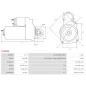 Démarreur 12V 1.40kW 10 dents AS-PL UD14203S, CHRYSLER 04801292AC, 4801292AB, 4801292AC, DELCO 8000161