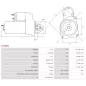 Démarreur 12V 3.00kW 10 dents AS-PL UD16525S, CARGO 110472, DELCO 1107557, 1107582, 12301332