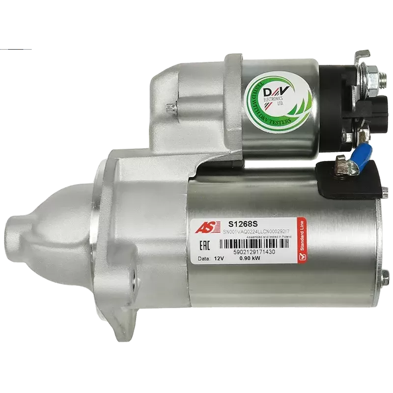 Démarreur 12V 0.90kW 11 dents AS-PL UD90557S, DELCO 8000748, 8000798, DRS1125, HYUNDAI / KIA 36100-03851