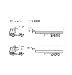 Adapter cords for tractors and semi-trailers 15 and 7 poles