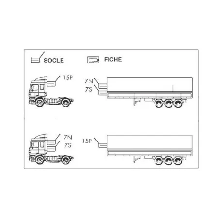 Adapter leads for tractors and semi-trailers equipped with 15 and 7 pole bases - 24 Volts - MERCEDES