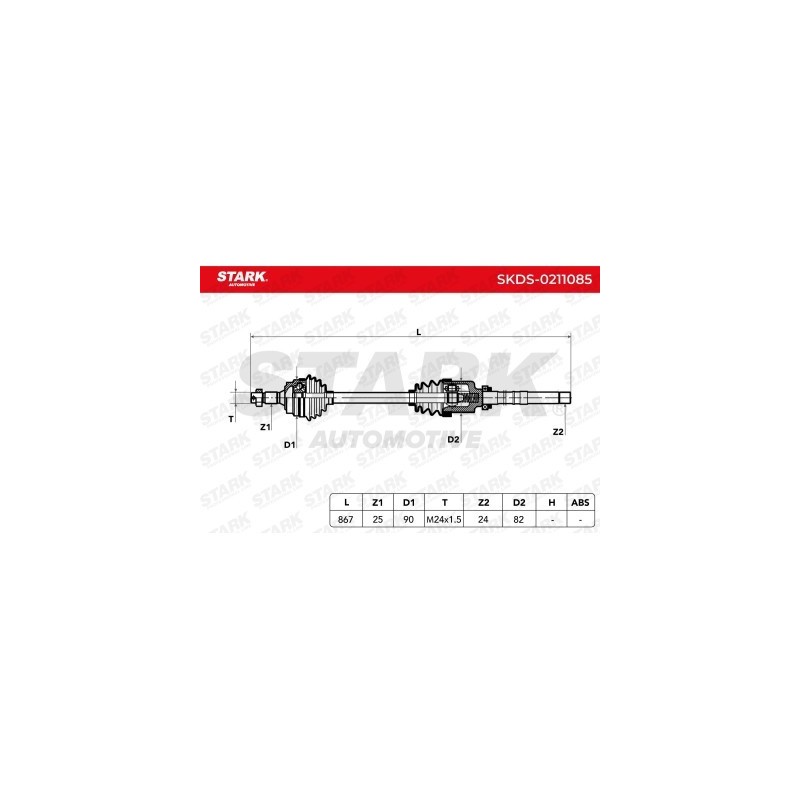 Arbre de transmission CITROËN 95606797, 95619480, 96049018