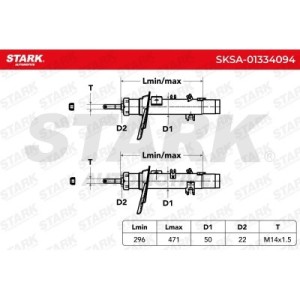 Amortisseur PEUGEOT 9801729080, 9801729180, 9801729280