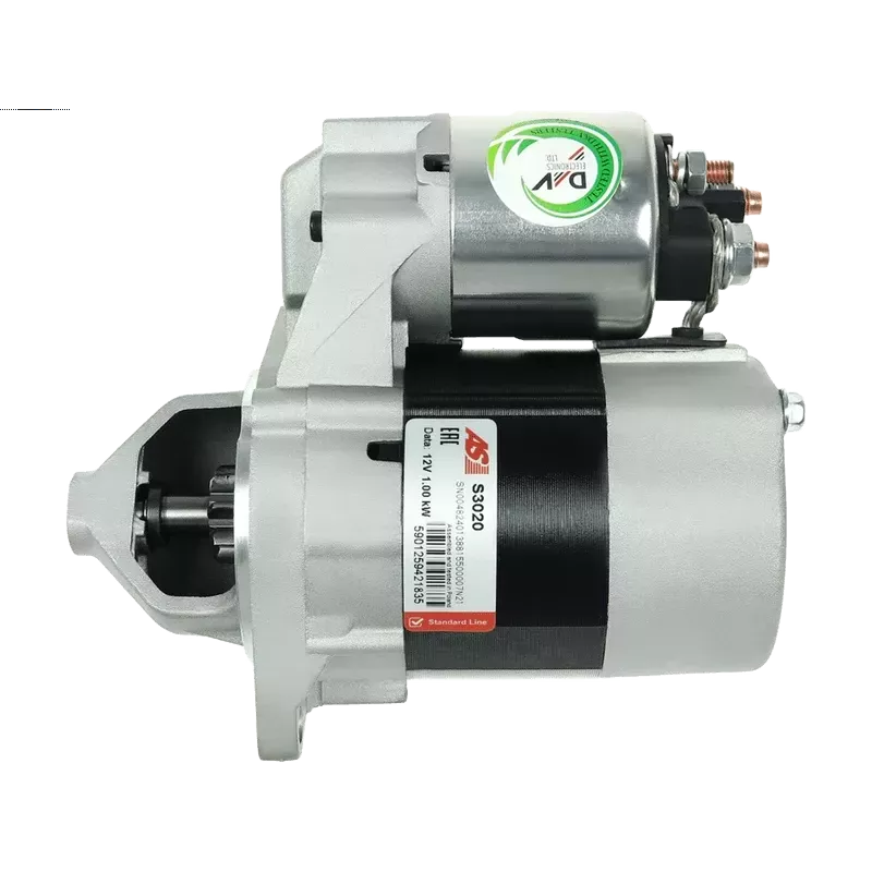 Démarreur 12V 1.00kW 8 dents AS-PL S3020, UD102138S, BOSCH 0986018570, 0986018571, F000A10101