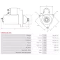 Démarreur 12V 1.80kW 11 dents BOSCH 0001110061, 0001124005, 0001124006, 0001125001, 0001125002