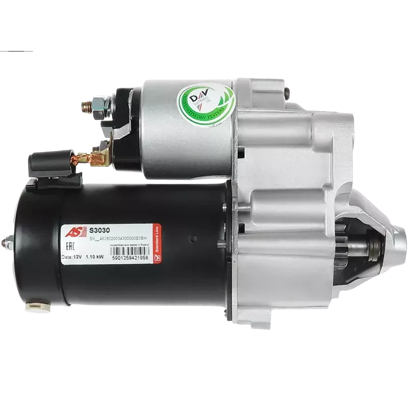 Démarreur 12V 1.10kW 9 dents AS-PL S3030, BOSCH 0001107067, 0986018400, 0986018581, CARGO 113605