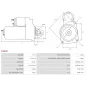 Démarreur 12V 1.10kW 9 dents AS-PL S3035, BMW 12412306001, 12412306700, CARGO 111335, VALEO D6RA55