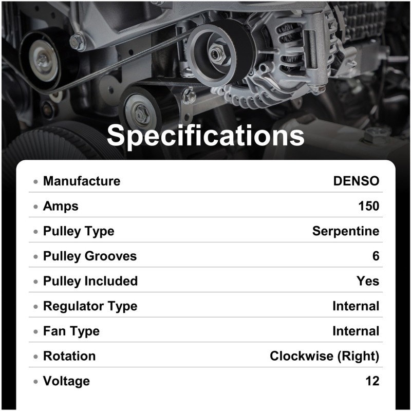 Alternateur Maserati 150A Remplace 505505150, 1042101620, 1042101621