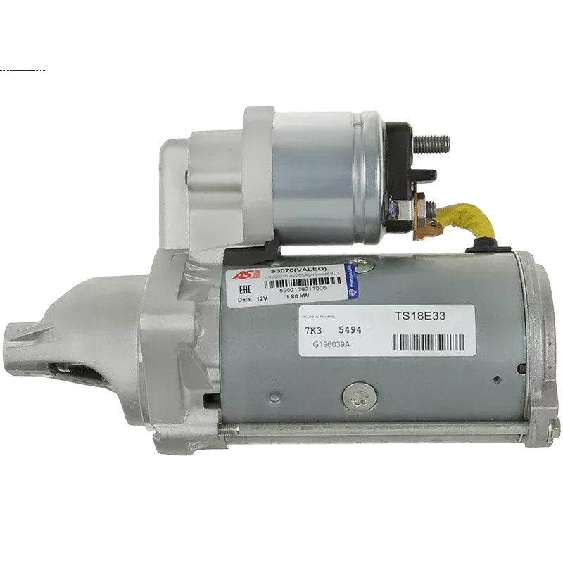 Démarreur 12V 1.80kW 10 dents AS-PL UD809353(VALEO)S, BOSCH 0986022730, CARGO 114029, DELCO DRS0123, DENSO DSN3047