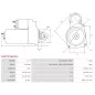 Démarreur 12V 1.80kW 10 dents AS-PL UD809353(VALEO)S, BOSCH 0986022730, CARGO 114029, DELCO DRS0123, DENSO DSN3047