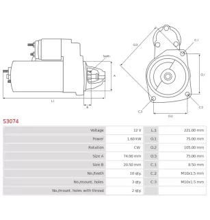 Démarreur 12V 1.60kW S3074 12417787354