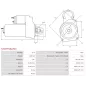 Démarreur 12V 0.80kW 8 dents AS-PL UD02608S, BOSCH 0986022601, CARGO 112322, DELCO DRS3708, DRS3708N