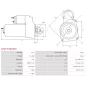 Démarreur 12V 1.2kW 8 dents AS-PL UD02605S, HYUNDAI / KIA 0K56P18400, K56P18400, OK56P-18400, PRESTOLITE S1141M