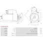 Démarreur 12V 0.8kW 8 dents AS-PL UD02609S, BOSCH 0986022601, CARGO 112322, HYUNDAI / KIA 36100-02500, 36100-02511