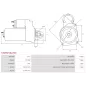 Démarreur 12V 0.9kW 8 dents AS-PL UD02612S, BOSCH 0986UR1647, DELCO 17342 99734, HYUNDAI / KIA 36100-22860