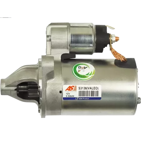 Démarreur 12V 0.90kW 8 dents AS-PL UD02611S, BOSCH 0986022591, CARGO 113659, DELCO 113136, 17341