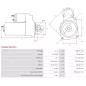 Démarreur 12V 2.20kW 9 dents AS-PL UD12711S, CARGO 115571, CHEVROLET 25183761, 95520319, DELCO DRS0827N