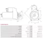 Démarreur 12V 1.40kW 11 dents AS-PL UD809211(VALEO)S, CARGO 116682, DELCO DRS1036, DS2146, VALEO 209378