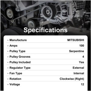 Alternateur Chrysler 100A Remplace 124325077, 835569100, 0986UR0323