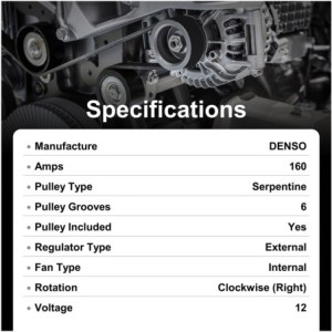 Alternateur Jeep 160A Remplace 835910160, 2100631, 2100650