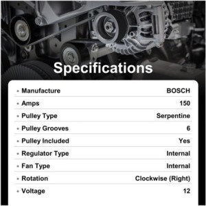 Alternateur Mercedes 150A Remplace 123520023, 124615015, 124615019