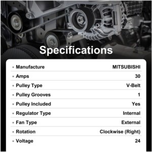 Alternateur Mitsubishi 30A Remplace ACA945, F042303100, F042A03100