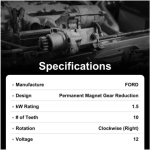 Démarreur Ford 1.4 kw Remplace F042005027, 880514102, 0986UN1393