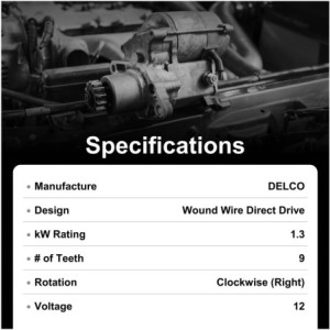 Démarreur Ford USA 1.3 kw Remplace F042003046, 830534092, 2805167