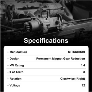Démarreur Mitsubishi 1.4 kw Remplace ACS175, 1986S01089, 150592082