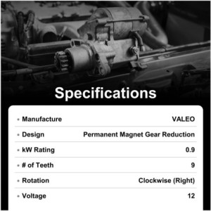Démarreur Peugeot 0.9 kw Remplace 220517093, 986021600, DRS3736