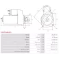 Démarreur 12V 1.20kW 12 dents AS-PL UD809348(VALEO)S, BOSCH 0986029180, DELCO DRS0665, DS1775, FORD 1685833