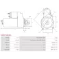 Démarreur 12V 1.20kW 9 dents AS-PL UD809004(VALEO)S, CARGO 113974, DELCO RS41339, VALEO 190237, 432599