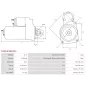 Démarreur 12V 2.40kW 11 dents AS-PL UD800191(VALEO)S, CARGO 115841, F032115841, DELCO DRS0823, HELLA 8EA011613-051