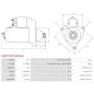 Démarreur 12V 2.20kW 10 dents AS-PL UD14593(MITSUBISHI)S, BOSCH 0986020421, 0986022700, CARGO 112370, DAF 1516512R