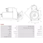 Démarreur 12V 2.00Kw 12 dents CHRYSLER 05033125AA, 05033125AB, 5033125AA, KRLX33125AB, RLX33125AB, DELCO DRS0081