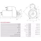 Démarreur 12V 0.85kW 8 dents AS-PL UD100923(MITSUBISHI)S, CARGO 115842, DELCO DRS0987, MITSUBISHI M000T45971, M000T45971AM