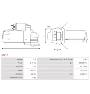 Démarreur 12V 1.40kW 10 dents AS-PL S5220, UD12686S, DELCO 12617229, 16381, 92225205