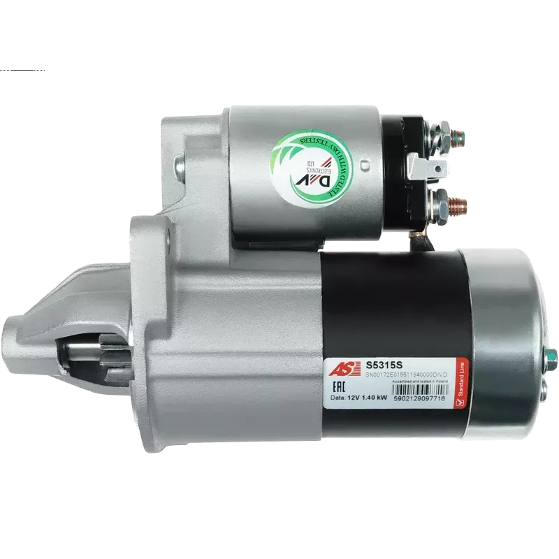 Démarreur 12V 1.40kW 8 dents AS-PL S5315S, UD15032S, CARGO 114686, KUBOTA 16824-63011, 16824-63012