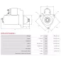 Démarreur 24V 7.00kW 11 dents AS-PL UD14633(MITSUBISHI)S, MITSUBISHI M009T80972, M009T80972AM, M9T80972, M9T80972AM