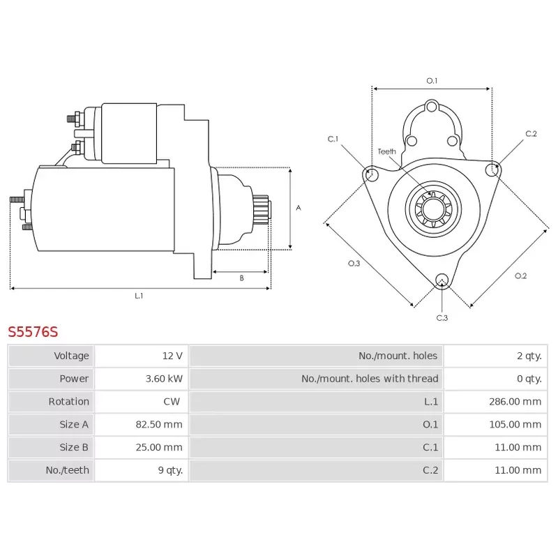 Démarreur 12V 3.60Kw 9 dents MITSUBISHI M008T50471, M008T50471AM, M008T50471ZC, M008T50473, M008T50476, M008T50476AM