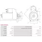 Démarreur 12V 1.30kW 9 dents AS-PL UD809835(DENSO)S, BOSCH 0986023260, F042200010, CARGO 114056, DELCO DRS0347