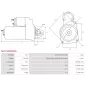 Démarreur 12V 1.20kW 9 dents AS-PL UD808820(DENSO)S, CARGO 114389, DELCO 16092, DRS0639, DENSO 428000-3410