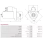 Démarreur 12V 2.0kW 10 dents AS-PL UD809831(DENSO)S, CARGO 115725, DELCO DRS0137, DENSO 428000-4850, 428000-4851