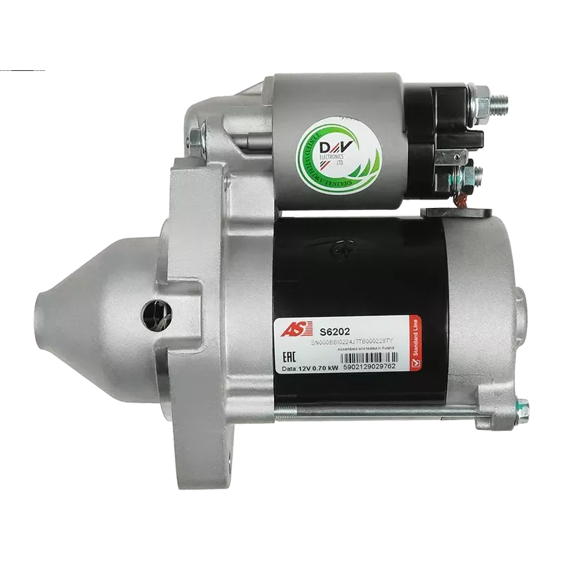 Démarreur 12V 0.70kW 9 dents AS-PL UD12053S, CARGO 116149, DELCO RS41288, DENSO 128000-7940, JOHN DEERE AM104559