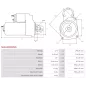 Démarreur 12V 2.00kW 11 dents AS-PL UD808771(DENSO)S, CARGO 116162, DENSO 428000-9200, DSN1301, FIAT 51891463