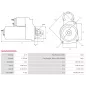 Démarreur 12V 1.20kW 9 dents AS-PL UD808765(DENSO)S, DELCO DRS1181, DS2291, DENSO 20432992, 428000-7900