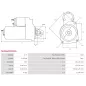 Démarreur 12V 1.00kW 9 dents AS-PL UD809833(DENSO)S, CARGO 114886, DELCO DRS0631, DS1741, DENSO 428000-4050