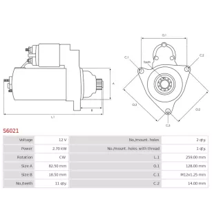 Démarreur 12V 2.70Kw 11 dents DENSO 428000-0291, 428000-1370, 428000-1371, 428000-3110, 428000-3111, 428080-3111