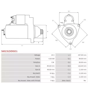 Démarreur 24V 4.50kW Denso DSN939 DSN2039