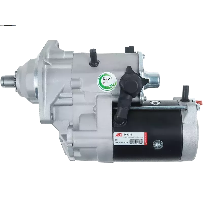 Démarreur 24V 7.80kW 10 dents AS-PL S6433S, UD100736S, UD18931S, CUMMINS 3957598, 4934036